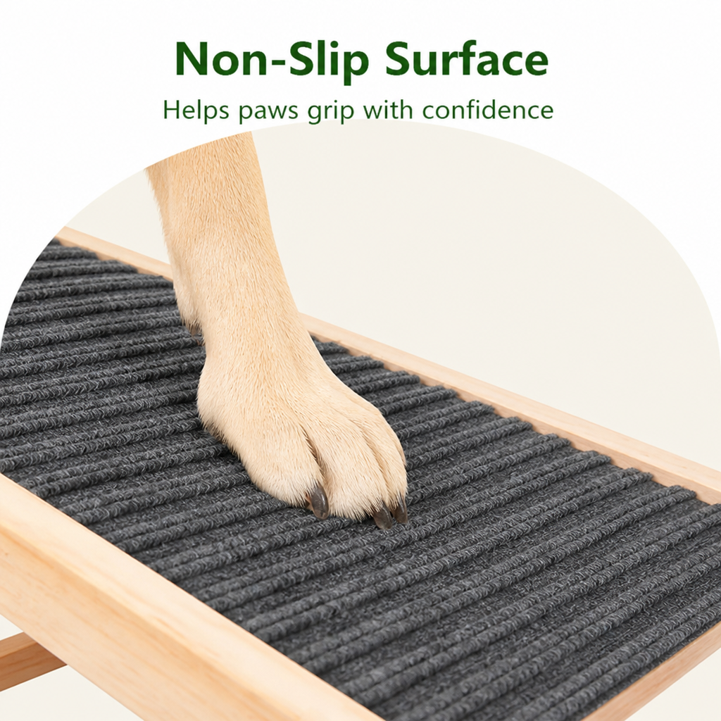 DogBedHouse Adjustable Height Foldable Wood Dog Ramp