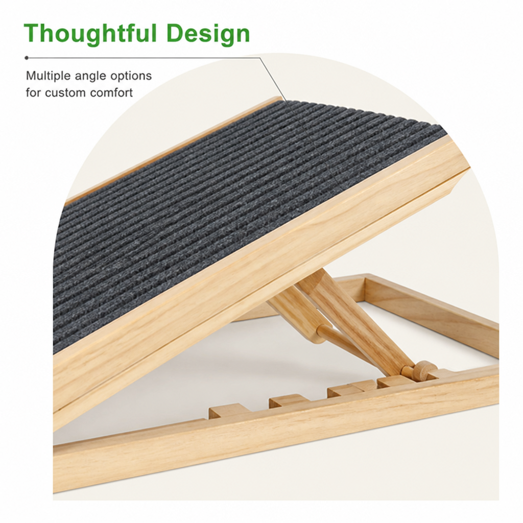 DogBedHouse Adjustable Height Foldable Wood Dog Ramp