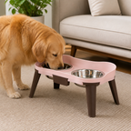 DogBedHouse Adjustable Height & Non-Slip Elevated Pet Feeder (Stainless Steel Bowls)