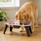 DogBedHouse Adjustable Height & Non-Slip Elevated Pet Feeder (Stainless Steel Bowls)