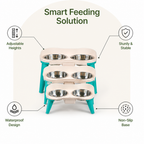 DogBedHouse Adjustable Height & Non-Slip Elevated Pet Feeder (Stainless Steel Bowls)