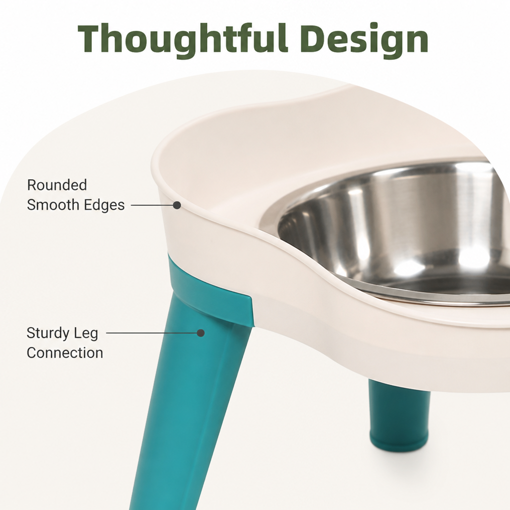 DogBedHouse Adjustable Height & Non-Slip Elevated Pet Feeder (Stainless Steel Bowls)
