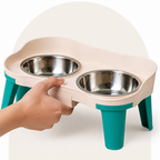 DogBedHouse Adjustable Height & Non-Slip Elevated Pet Feeder (Stainless Steel Bowls)