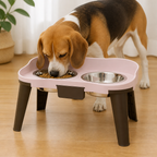 DogBedHouse Adjustable Height & Non-Slip Elevated Pet Feeder (Stainless Steel Bowls)
