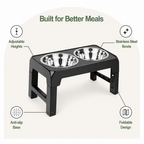 DogBedHouse Adjustable Height Stainless Steel Elevated Dog Feeder (Foldable)