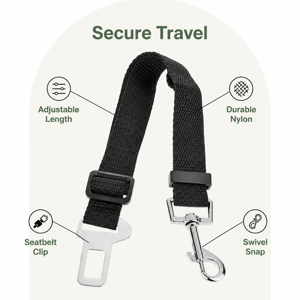 DogBedHouse Adjustable Nylon & Zinc Alloy Car Seat Belt