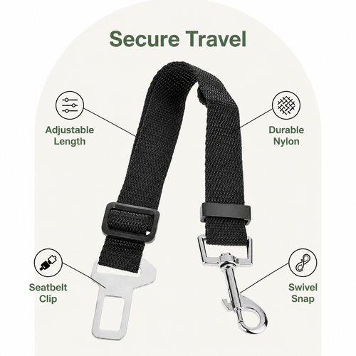 DogBedHouse Adjustable Nylon & Zinc Alloy Car Seat Belt