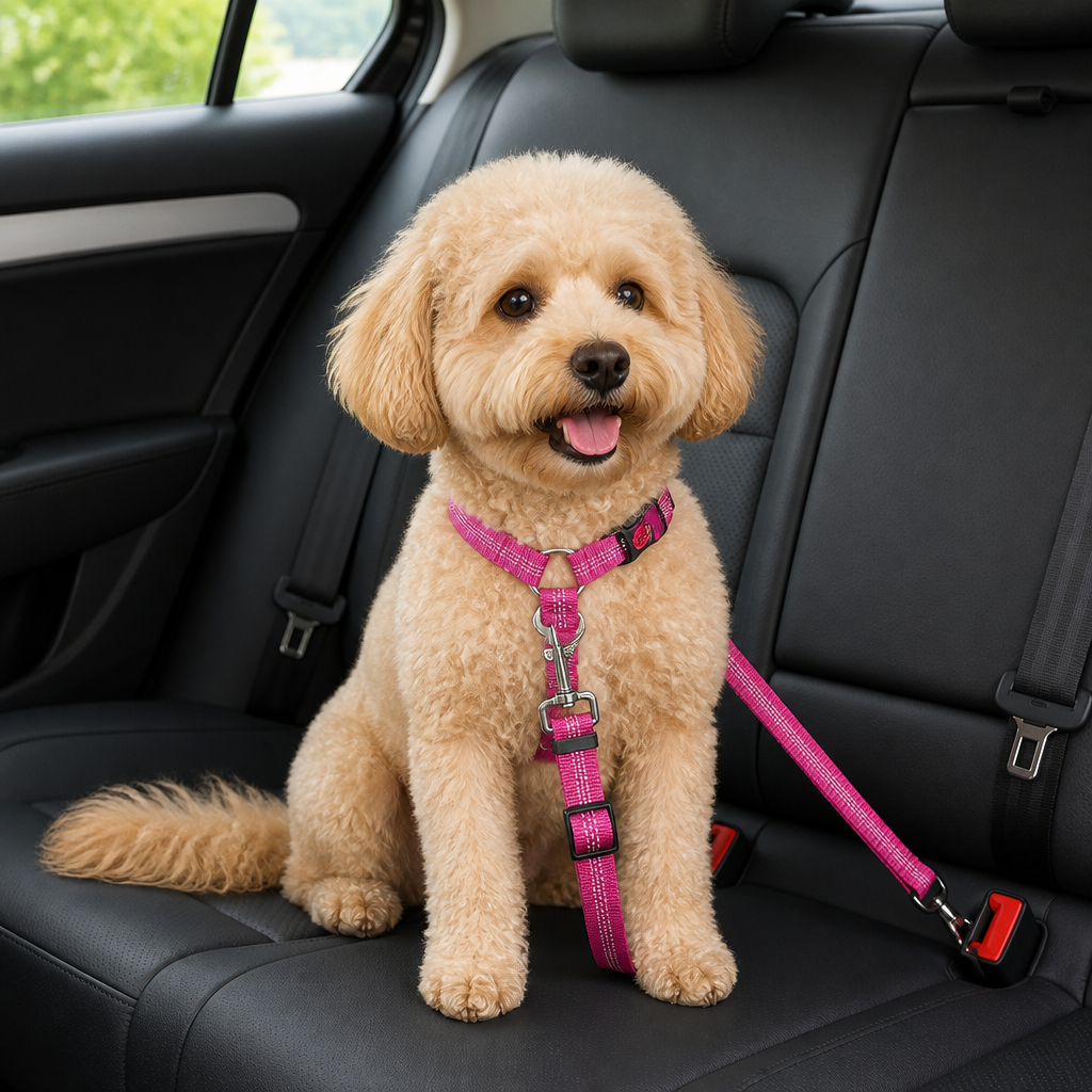 DogBedHouse Adjustable Reflective & Anti-Shock Harness Leash (Seat Tether)