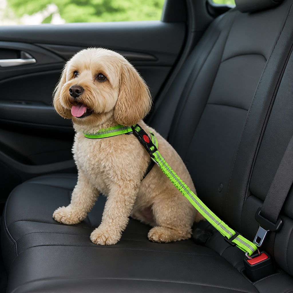 DogBedHouse Adjustable Reflective & Anti-Shock Harness Leash (Seat Tether)