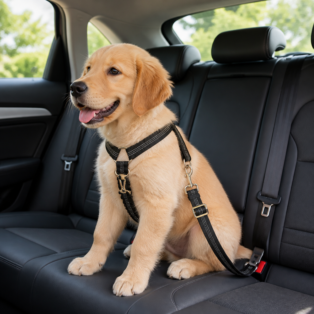 DogBedHouse Adjustable Reflective & Anti-Shock Harness Leash (Seat Tether)