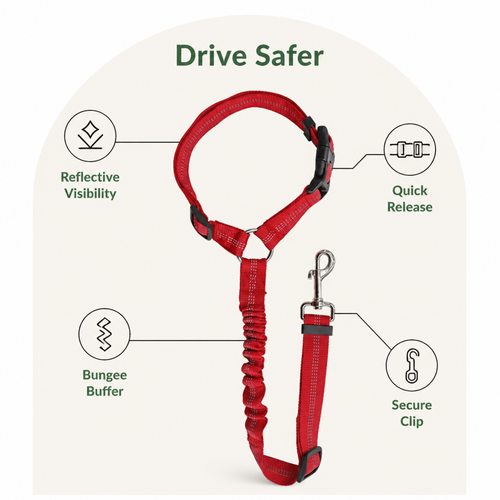DogBedHouse Adjustable Reflective Quick-Release Car Safety Belt