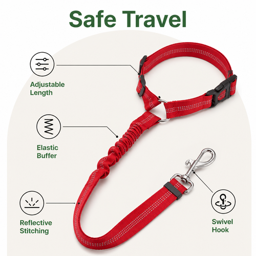 DogBedHouse Adjustable Reflective Quick-Release Car Seat Belt