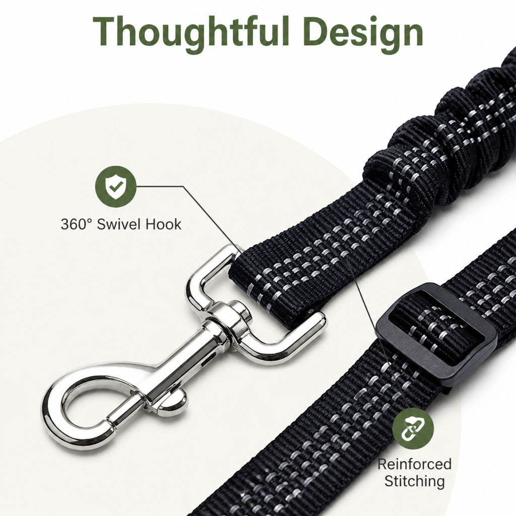 DogBedHouse Adjustable Reflective Quick-Release Car Seat Belt