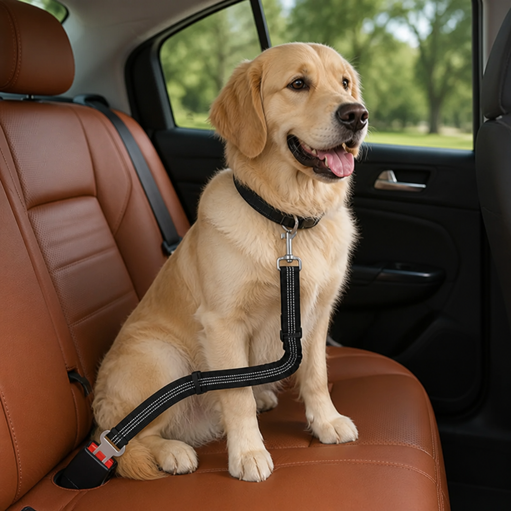 DogBedHouse Adjustable Shock-Absorbing & Reflective Dog Car Safety Belt