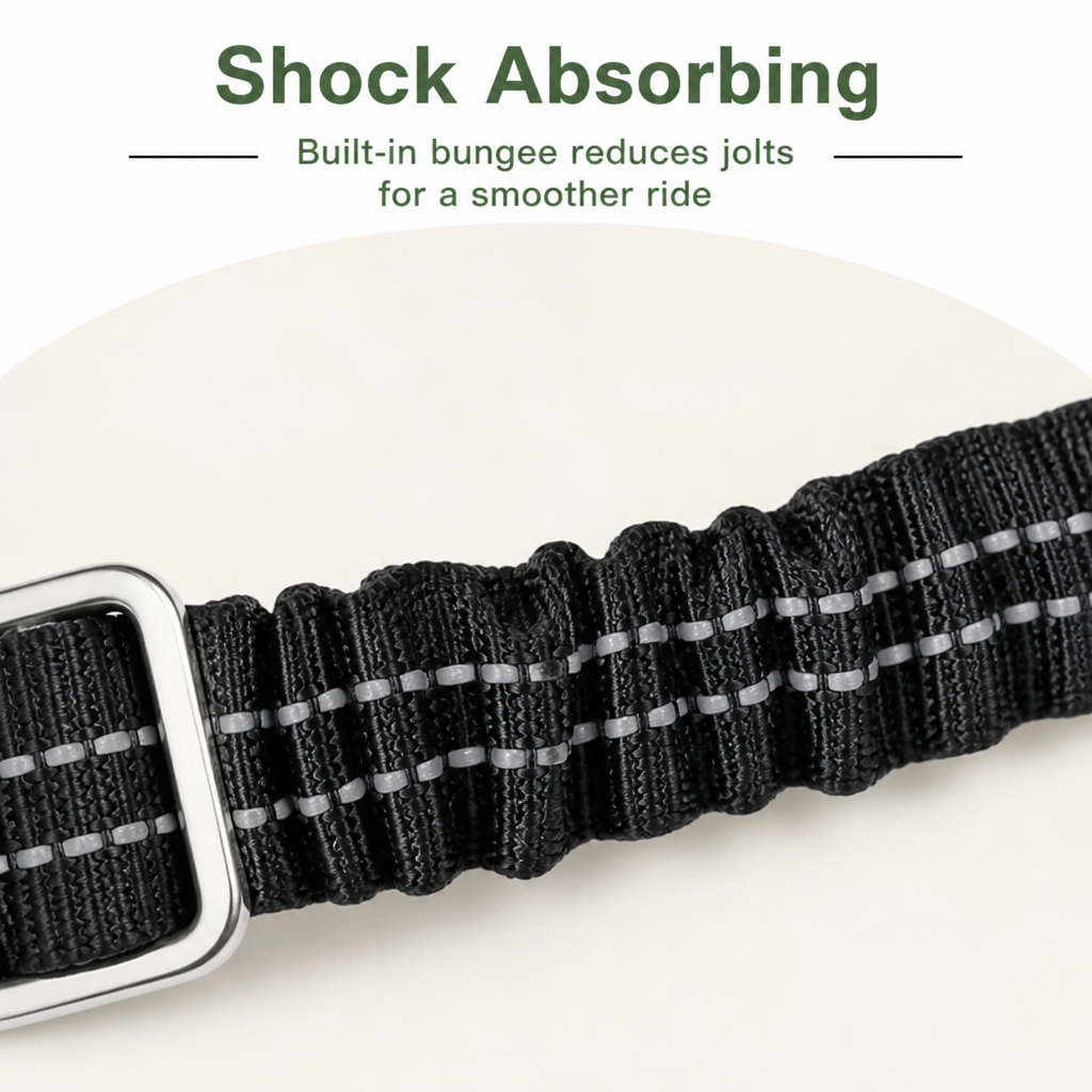 DogBedHouse Adjustable Shock-Absorbing & Reflective Dog Car Safety Belt