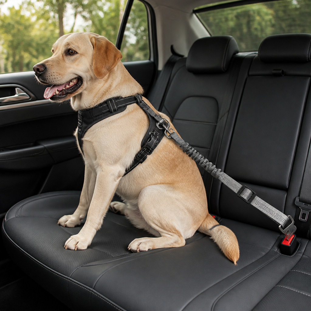 DogBedHouse Adjustable Shock-Absorbing & Reflective Dog Car Safety Belt