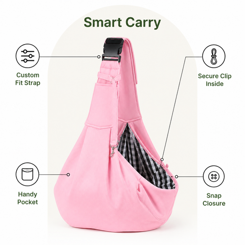 DogBedHouse Adjustable Shoulder Strap & Safety Buckle Sling Carrier