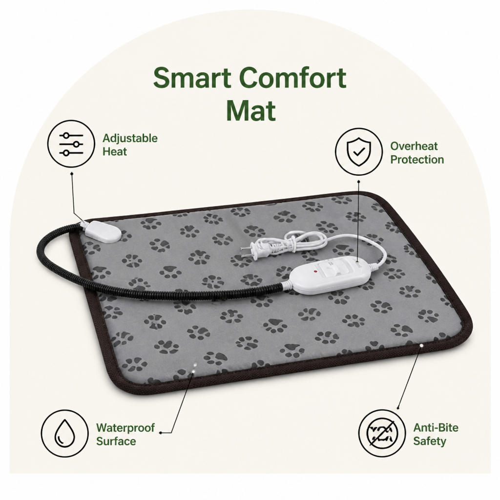 DogBedHouse Adjustable Temperature & Waterproof Heated Pet Mat (Overheat Protection)