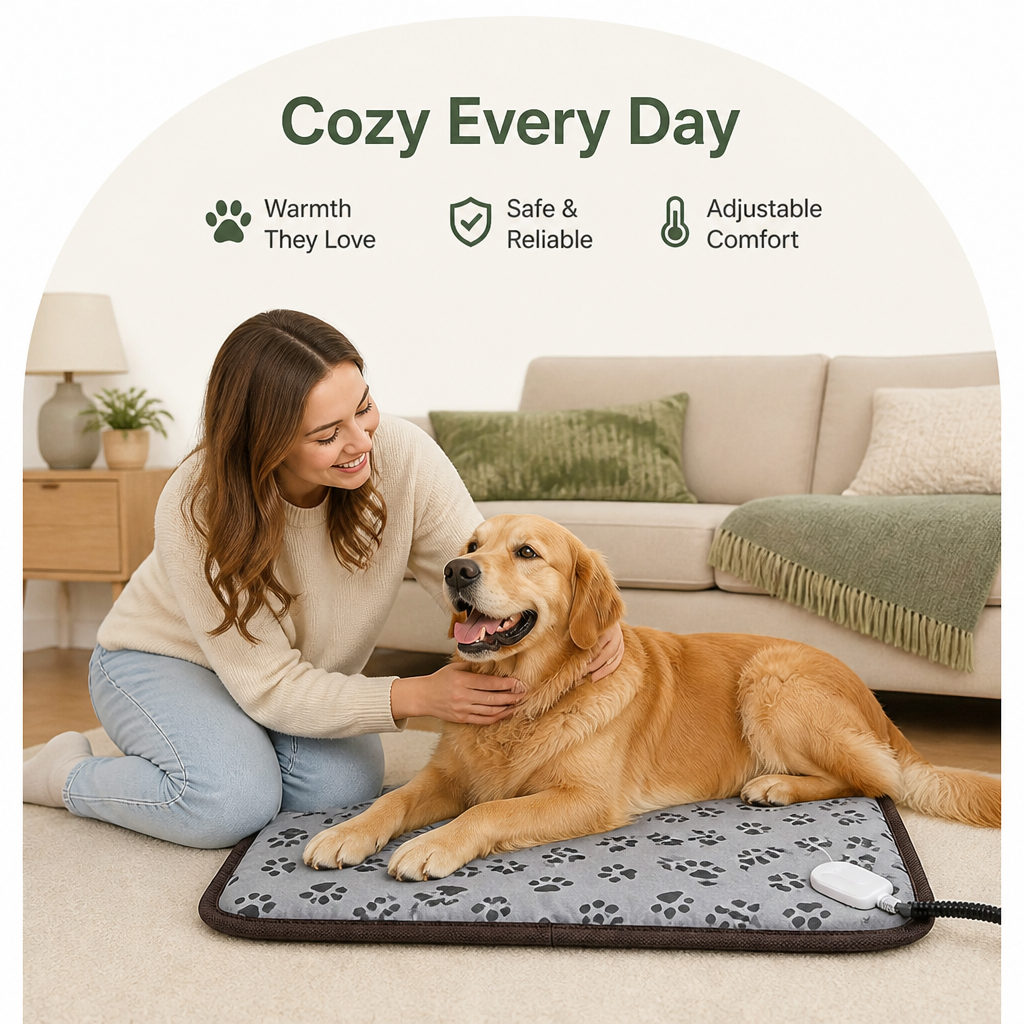 DogBedHouse Adjustable Temperature & Waterproof Heated Pet Mat (Overheat Protection)