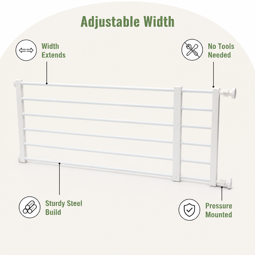 DogBedHouse Adjustable Width & Tool-Free Indoor Pet Gate