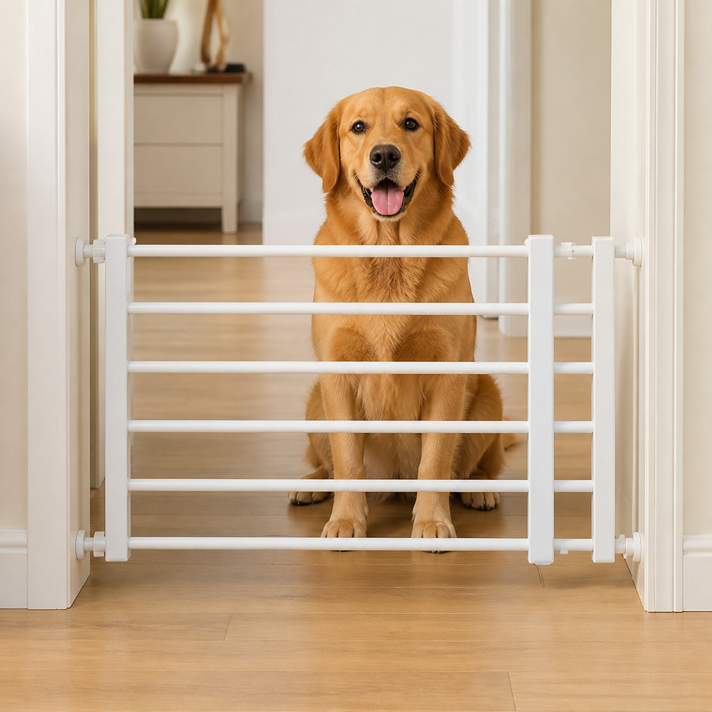 DogBedHouse Adjustable Width & Tool-Free Indoor Pet Gate