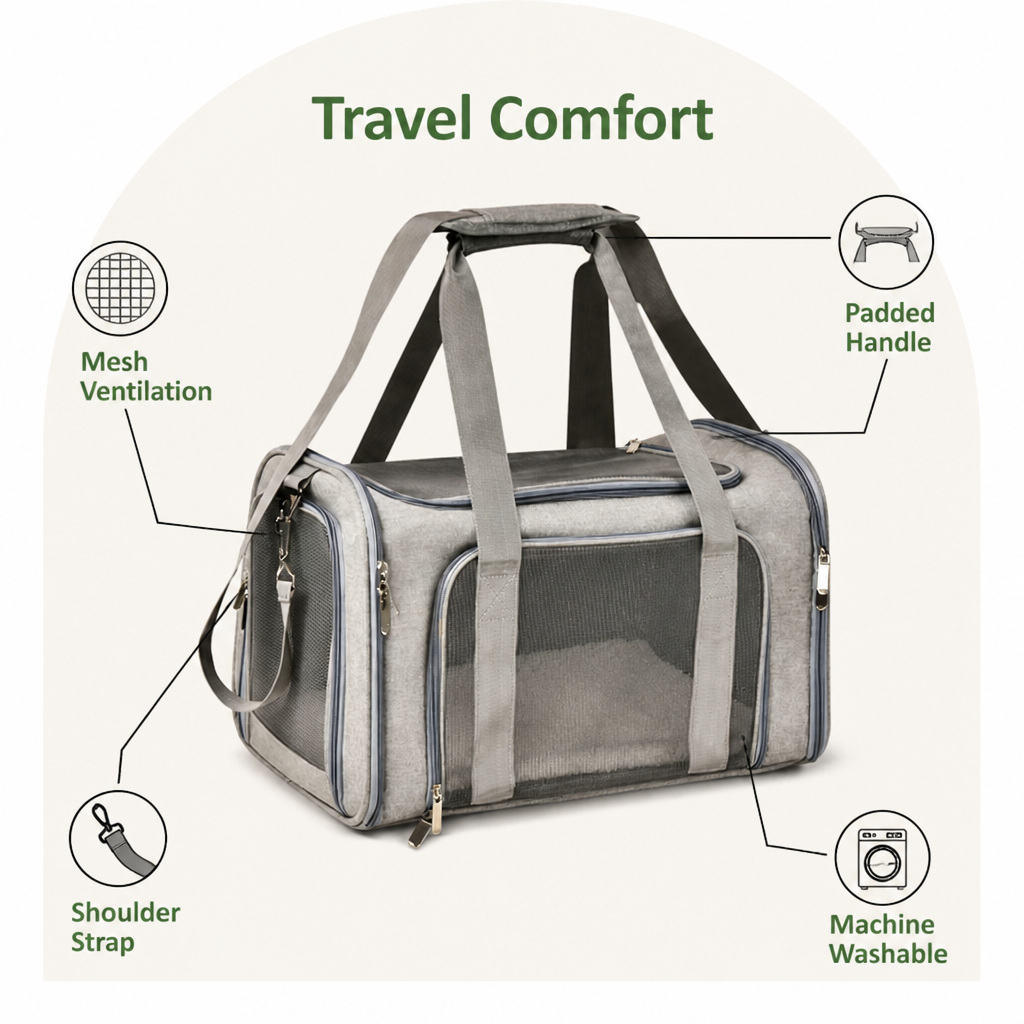 DogBedHouse Airline-Approved Waterproof & Breathable Mesh Pet Carrier (Removable Fleece Pad)
