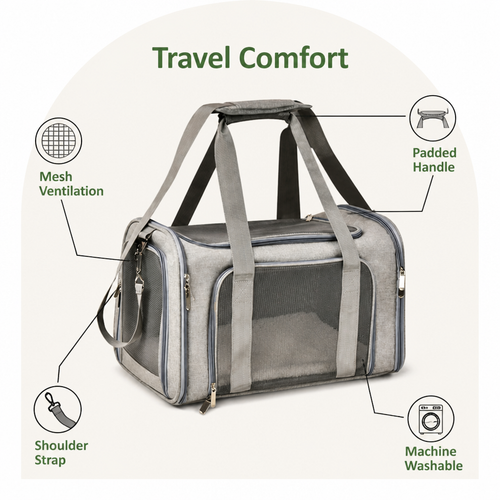 DogBedHouse Airline-Approved Waterproof & Breathable Mesh Pet Carrier (Removable Fleece Pad)