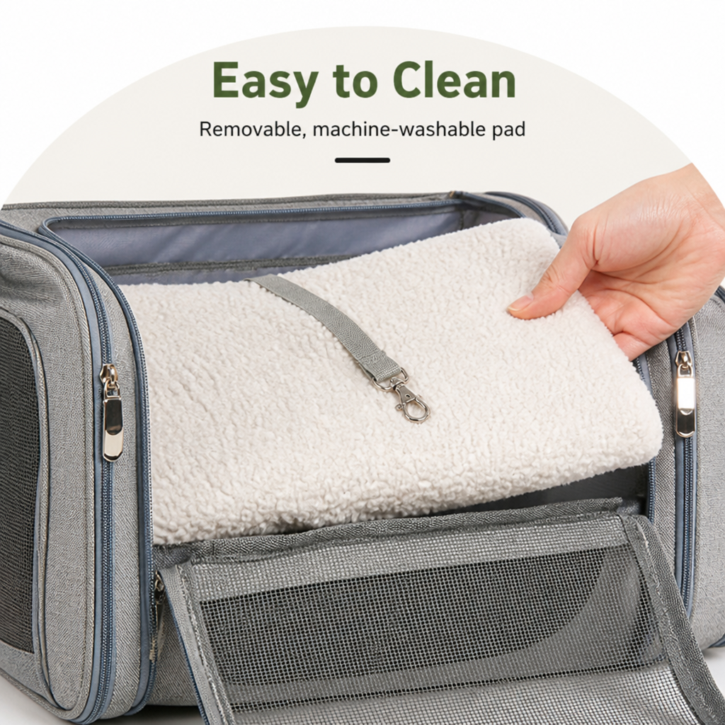 DogBedHouse Airline-Approved Waterproof & Breathable Mesh Pet Carrier (Removable Fleece Pad)