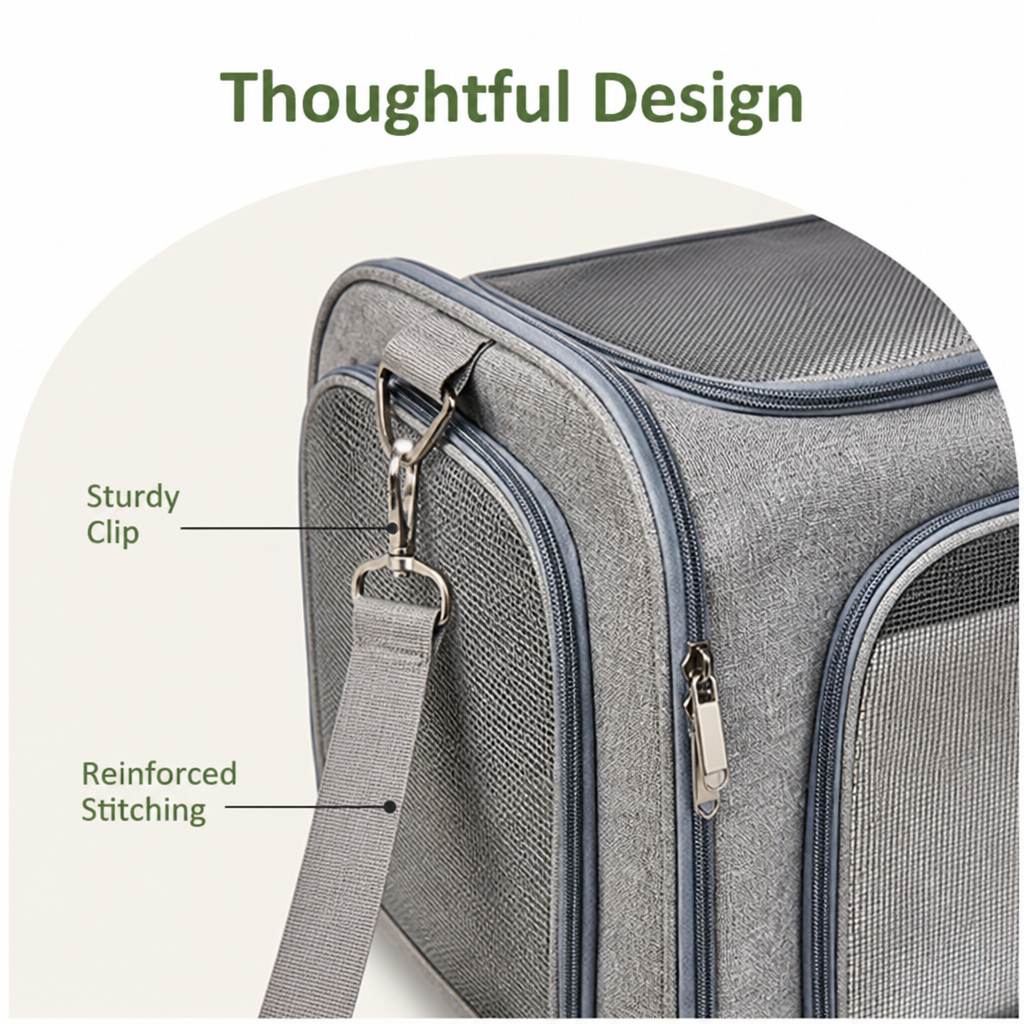 DogBedHouse Airline-Approved Waterproof & Breathable Mesh Pet Carrier (Removable Fleece Pad)
