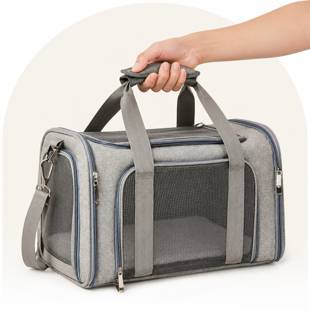 DogBedHouse Airline-Approved Waterproof & Breathable Mesh Pet Carrier (Removable Fleece Pad)