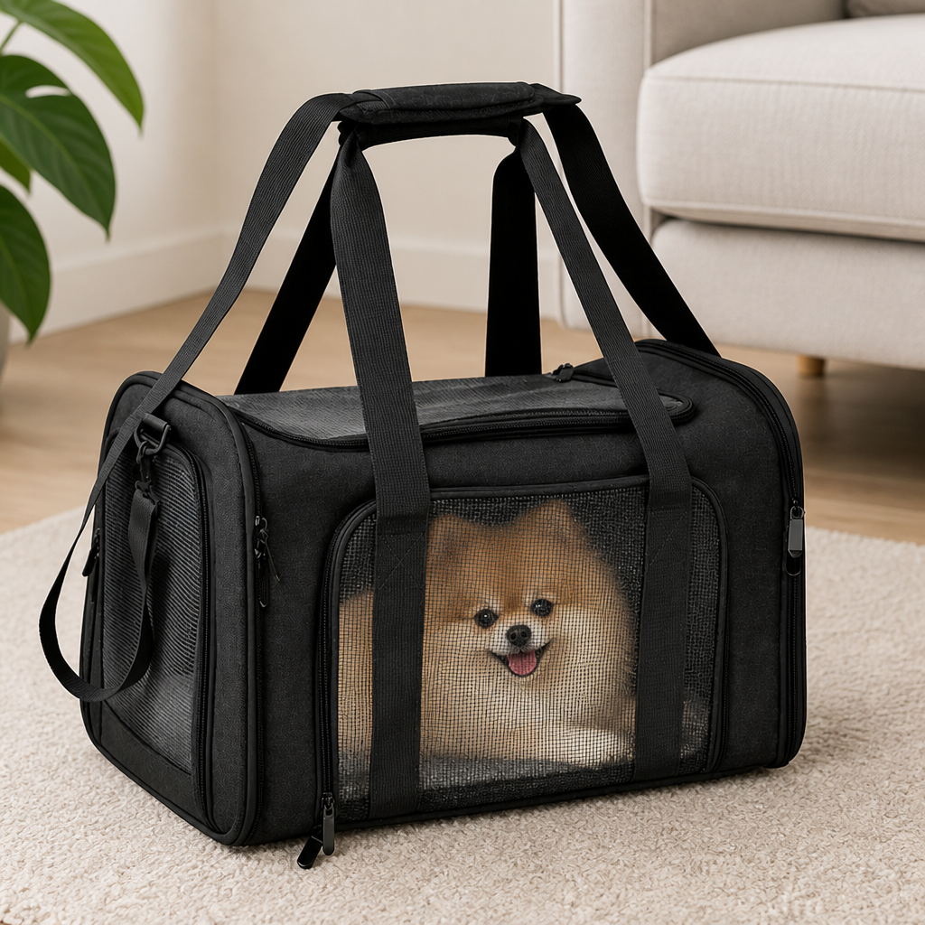 DogBedHouse Airline-Approved Waterproof & Breathable Mesh Pet Carrier (Removable Fleece Pad)