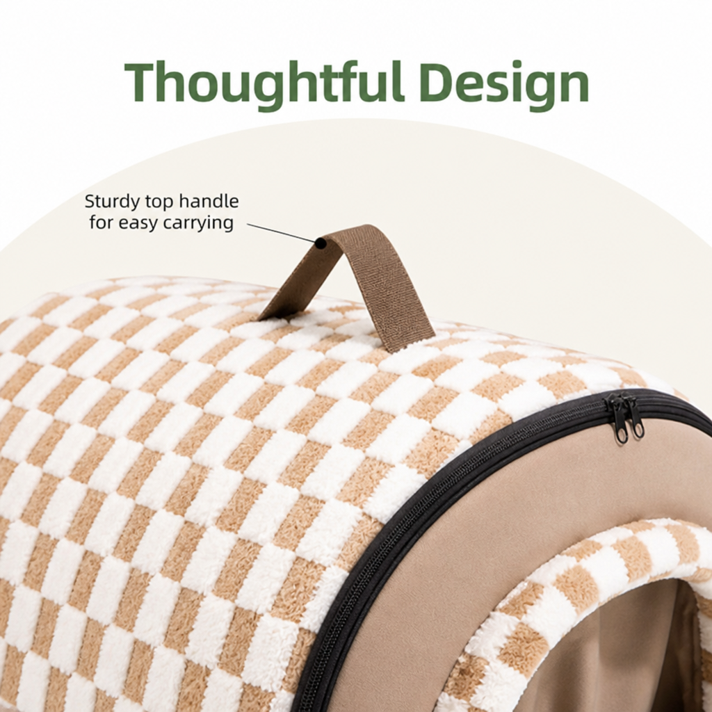 DogBedHouse All-Season Plush Enclosed Cat Bed (Removable & Washable Cover)