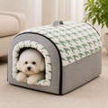 DogBedHouse All-Season Plush Enclosed Cat Bed (Removable & Washable Cover)