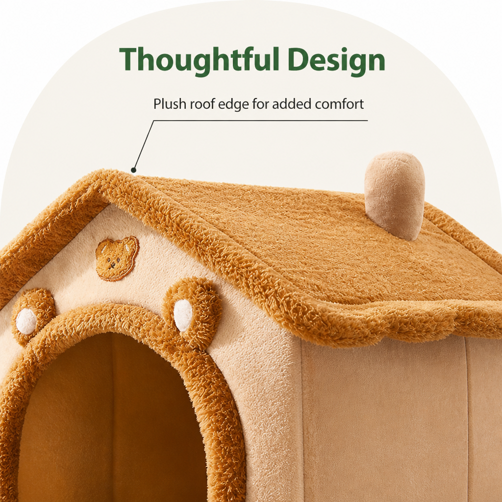 DogBedHouse All-Season Plush Enclosed Dog Bed (Removable Washable Cover)