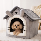 DogBedHouse All-Season Plush Enclosed Dog Bed (Removable Washable Cover)