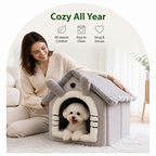 DogBedHouse All-Season Plush Teddy Dog House Bed (Removable Washable Cover)