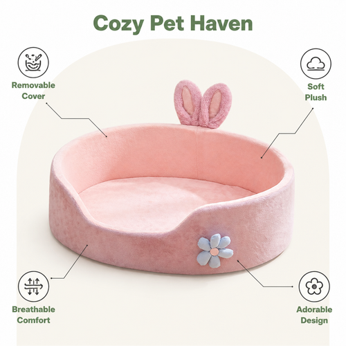DogBedHouse All-Season Soft Plush Dog Bed (Removable Cover)