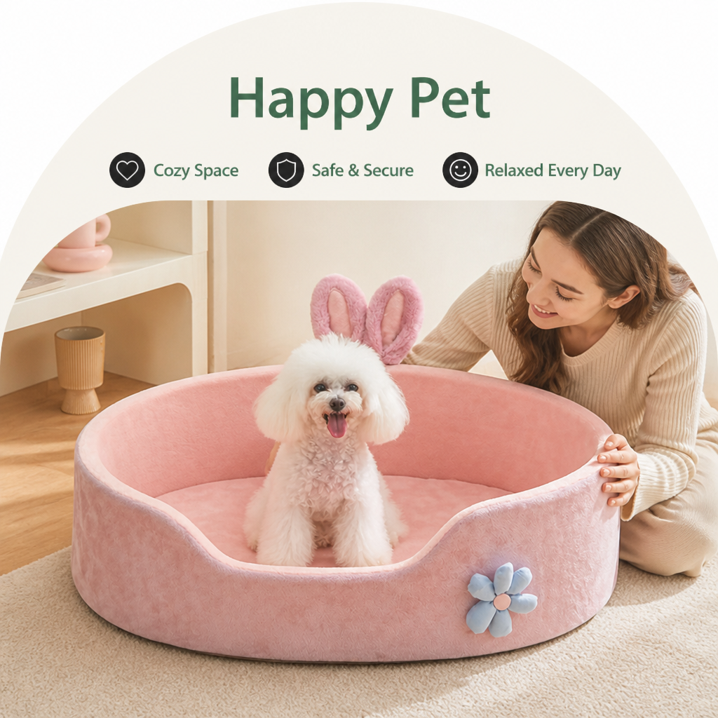 DogBedHouse All-Season Soft Plush Dog Bed (Removable Cover)
