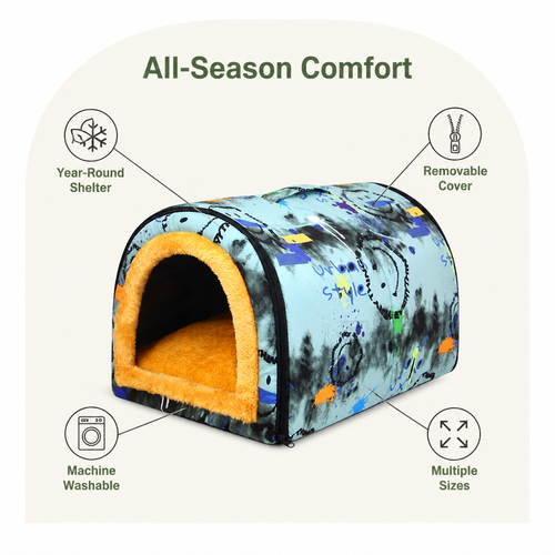 DogBedHouse All-Season Washable Pet House (Removable Cover)