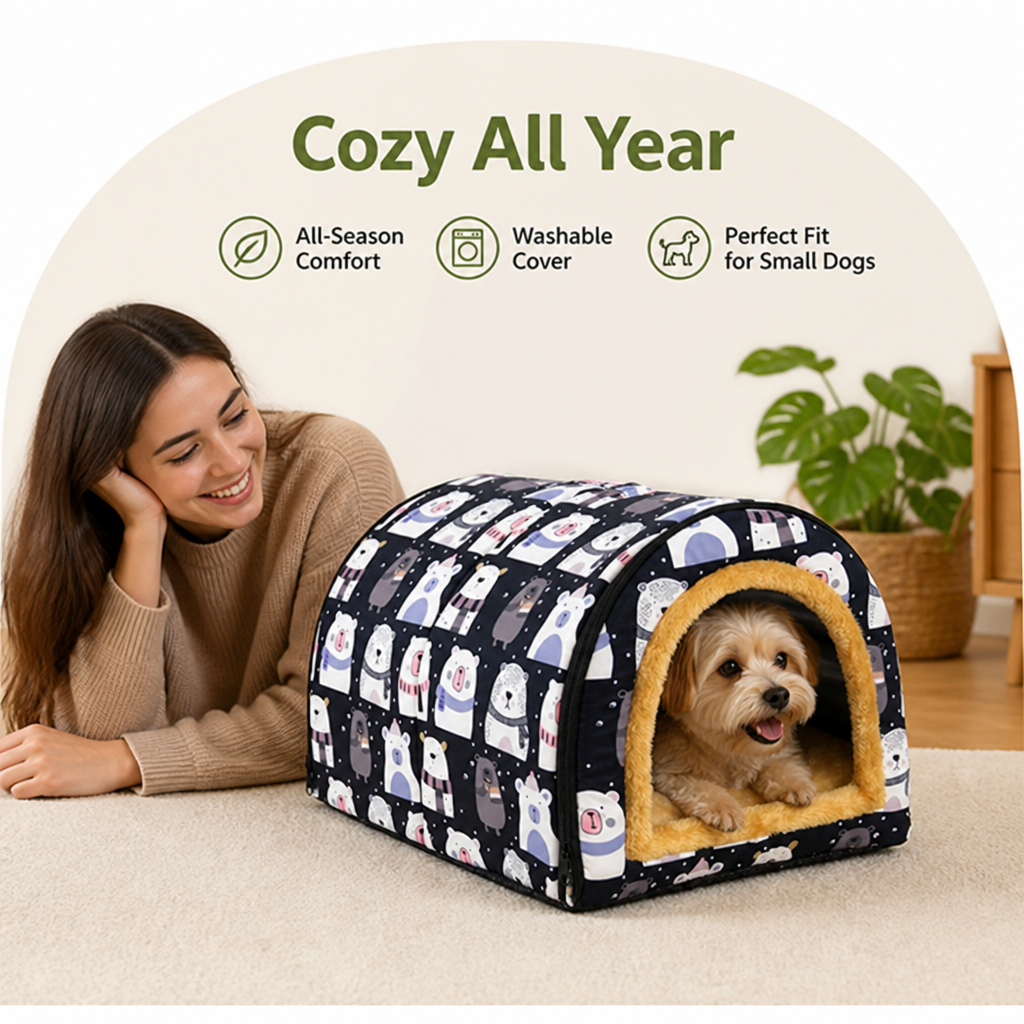 DogBedHouse All-Season Washable Pet House (Removable Cover)