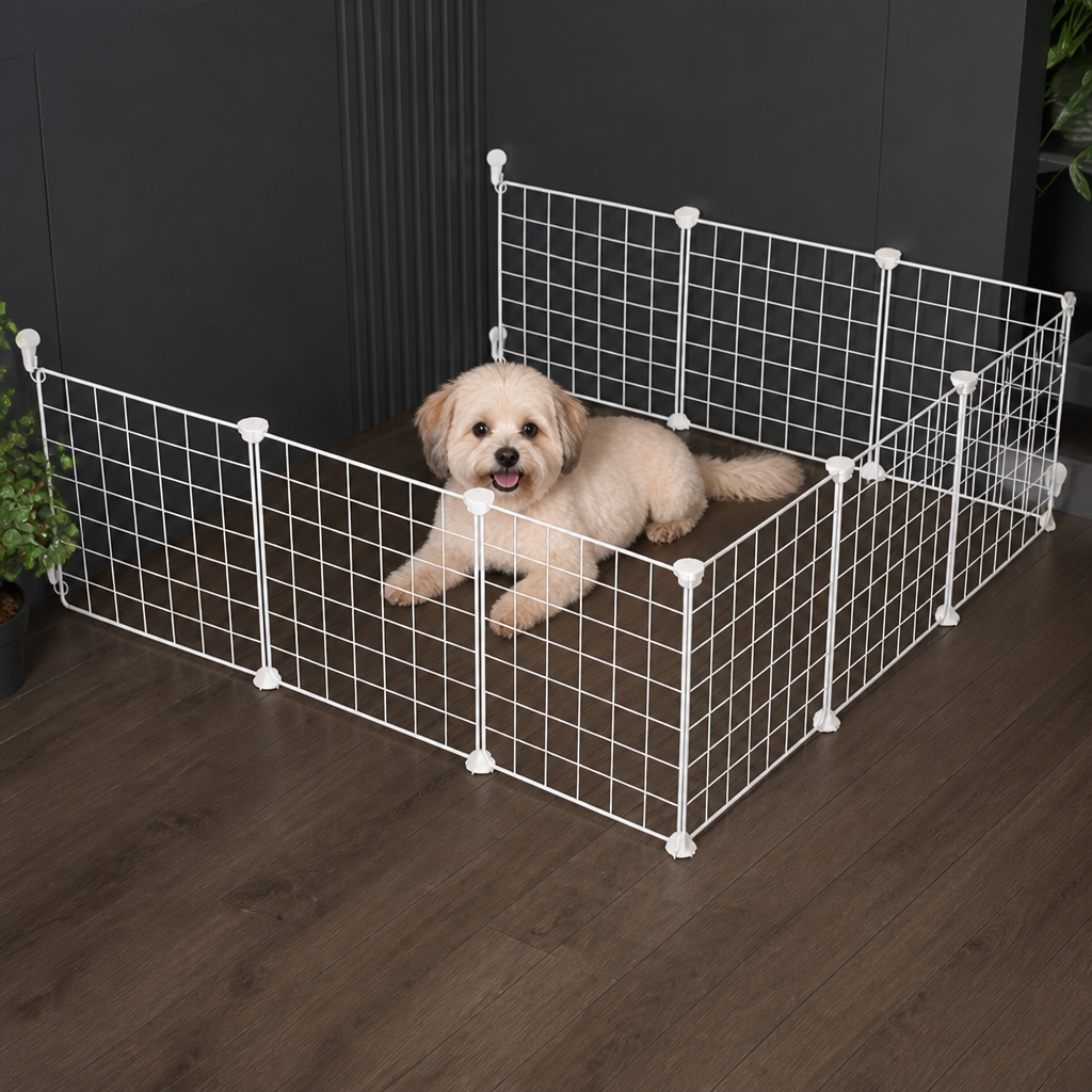 DogBedHouse Anti-Escape Mesh & Adjustable Steel Frame Puppy Fence
