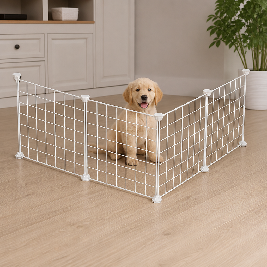 DogBedHouse Anti-Escape Mesh & Adjustable Steel Frame Puppy Fence