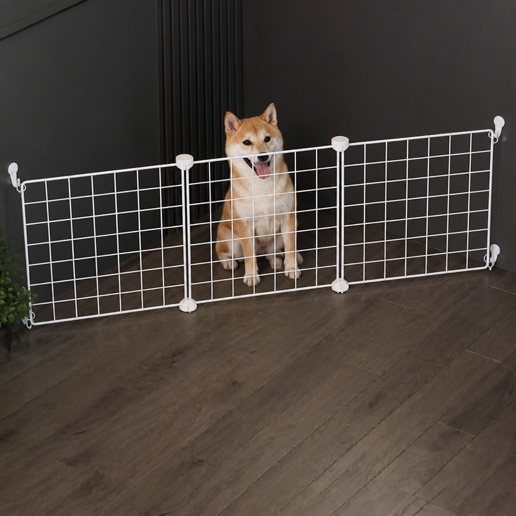 DogBedHouse Anti-Escape Mesh & Adjustable Steel Frame Puppy Fence
