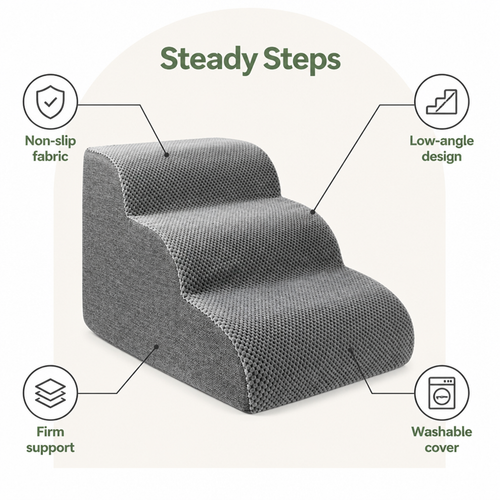 DogBedHouse Anti-Slip Corduroy & Washable Dog Stairs (Removable Cover)