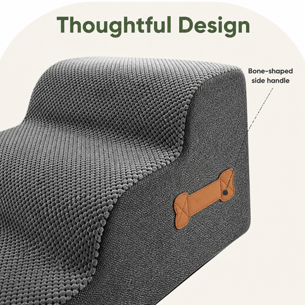 DogBedHouse Anti-Slip Corduroy & Washable Dog Stairs (Removable Cover)