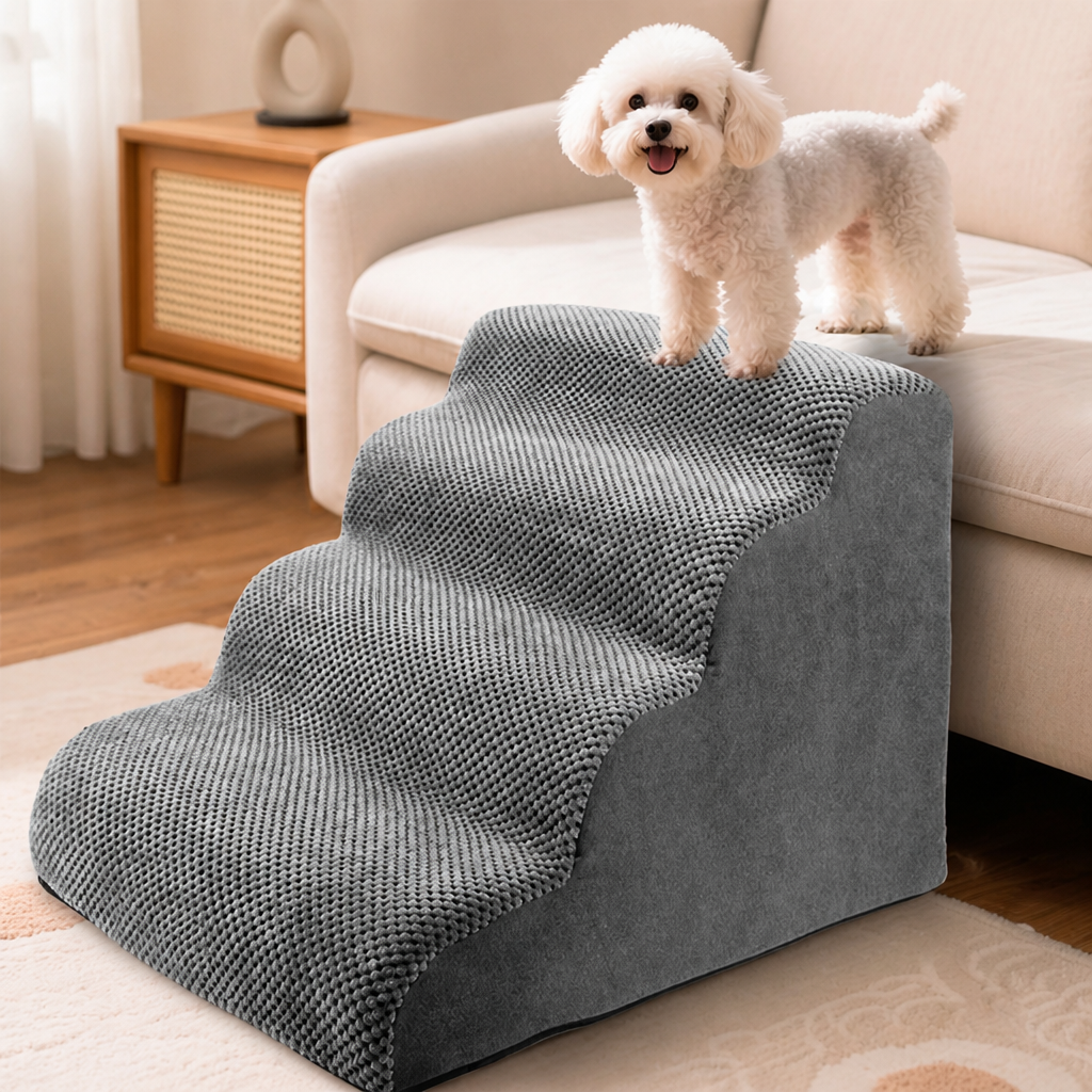 DogBedHouse Anti-Slip Corduroy & Washable Dog Stairs (Removable Cover)