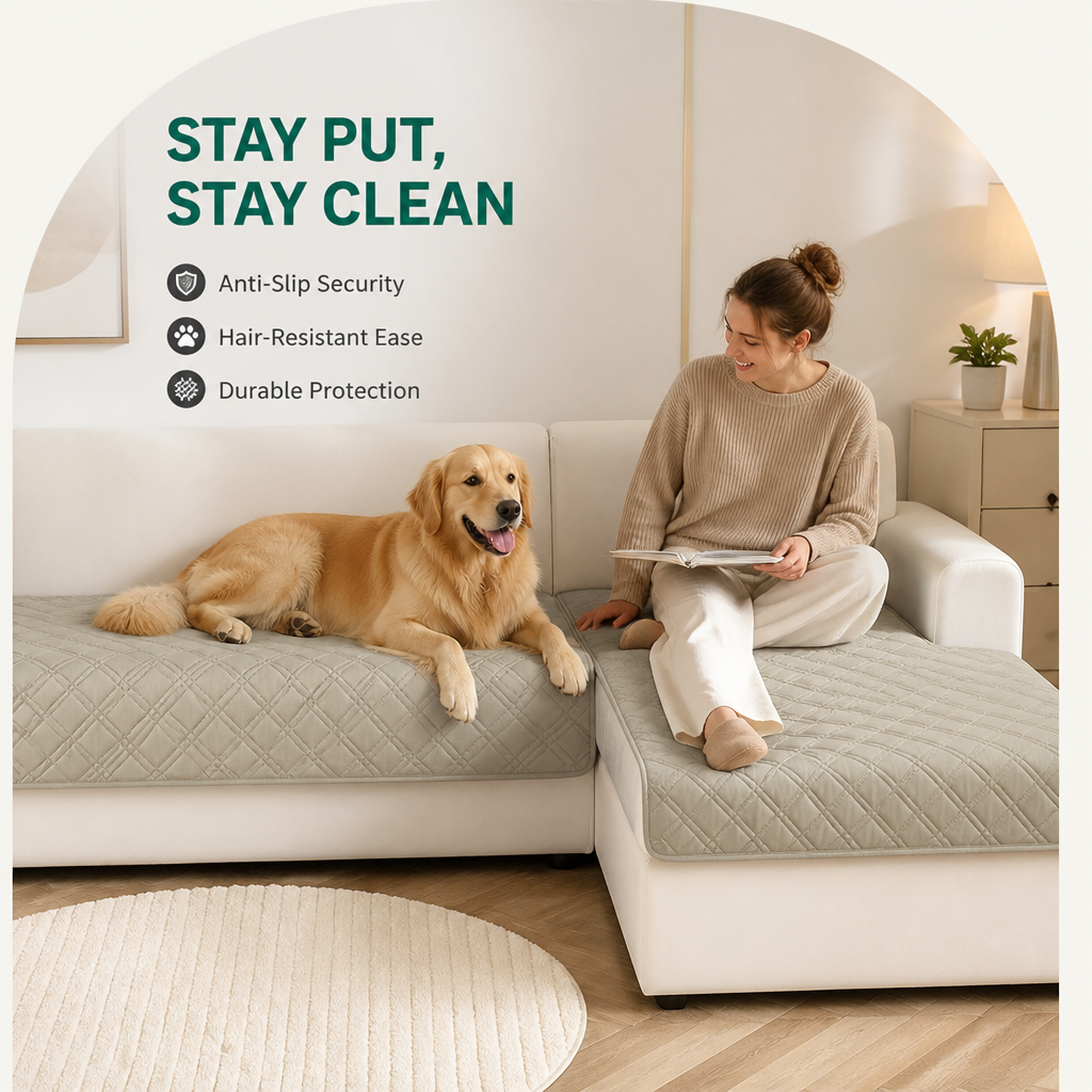 DogBedHouse Anti-Slip & Hair-Resistant Sofa Seat Cover (2-Piece Set)