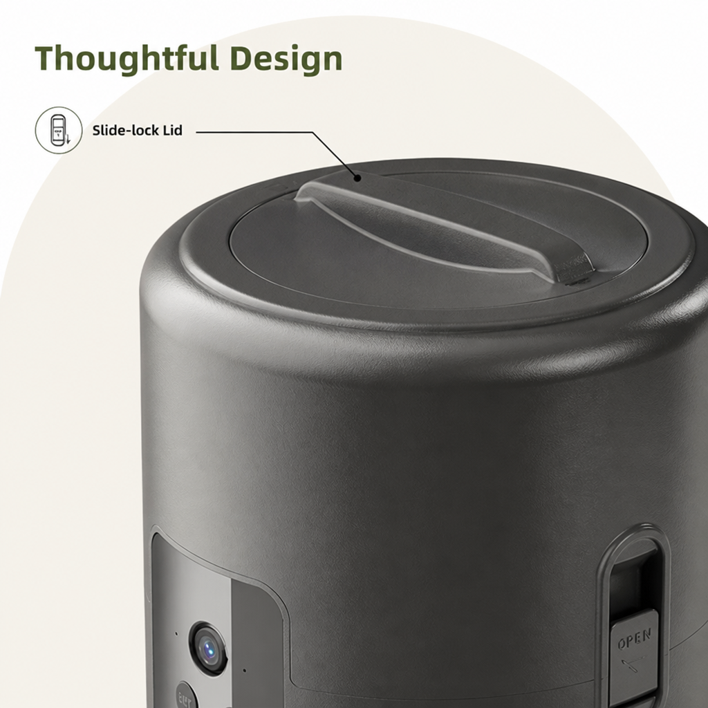 DogBedHouse App-Controlled & Portion-Controlled Pet Feeder (8.5-Cup Hopper)