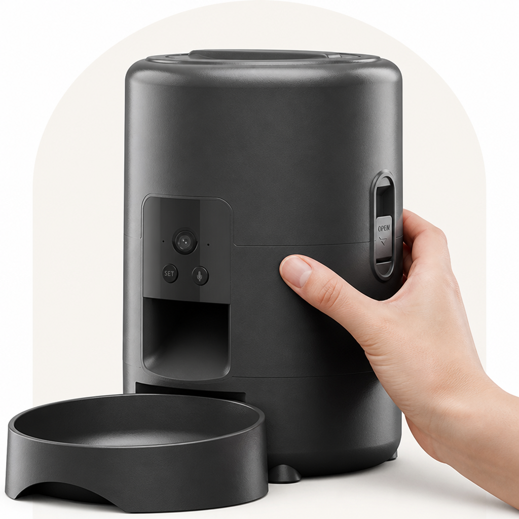 DogBedHouse App-Controlled & Portion-Controlled Pet Feeder (8.5-Cup Hopper)