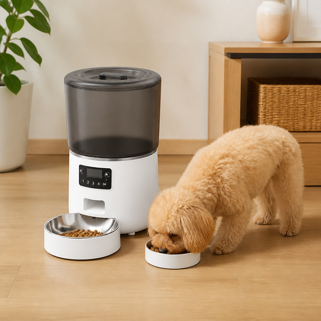 DogBedHouse App-Controlled & Scheduled Automatic Pet Feeder (Detachable Stainless Bowl)